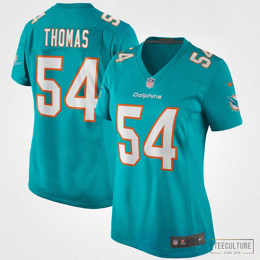 Teeculture - Custom Name Jersey - Women'S Miami Dolphins Zach Thomas Aqua Game Retired Player Jersey
