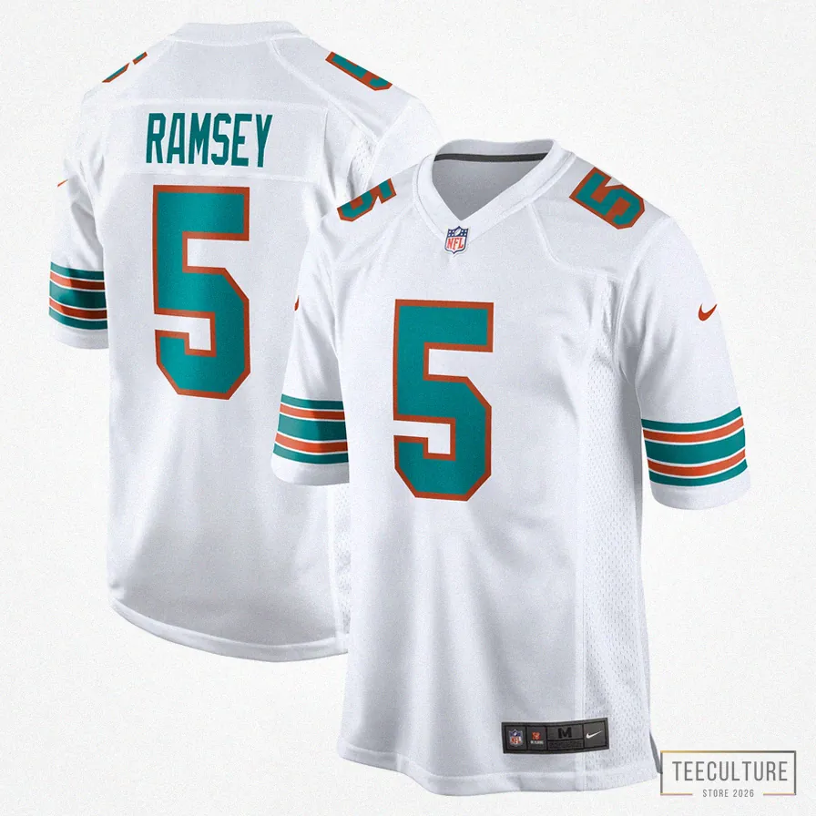 Teeculture - Custom Name Jersey - Men'S Miami Dolphins Jalen Ramsey White Alternate Game Jersey
