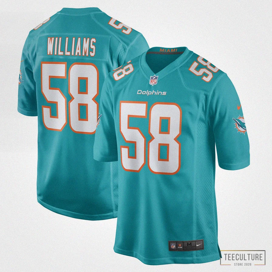 Teeculture - Custom Name Jersey - Men'S Miami Dolphins Connor Williams Aqua Game Player Jersey