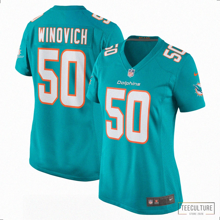 Teeculture - Custom Name Jersey - Women'S Miami Dolphins Chase Winovich Aqua Team Game Jersey