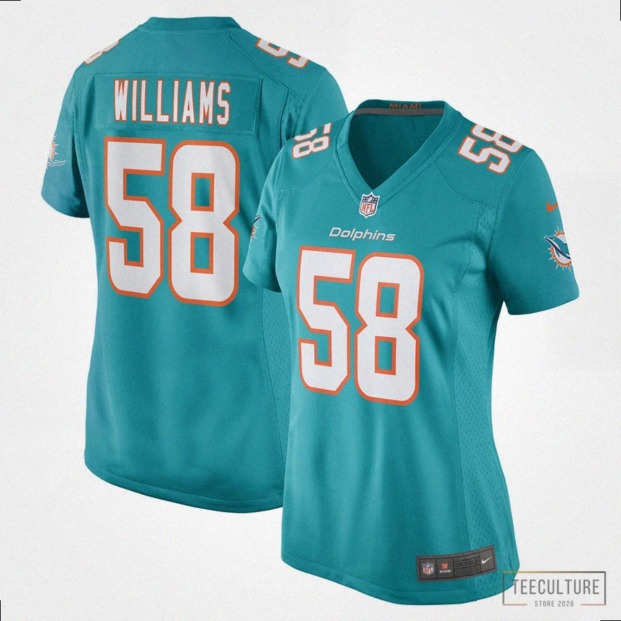 Teeculture - Custom Name Jersey - Women'S Miami Dolphins Connor Williams Aqua Game Player Jersey