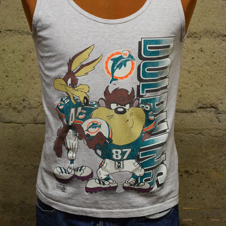 Teeculture - Summer Tank Top - Vintage Miami Dolphins 1995 Team Nfl Taz And Wile E Coyote Tank Top 90'S Medium