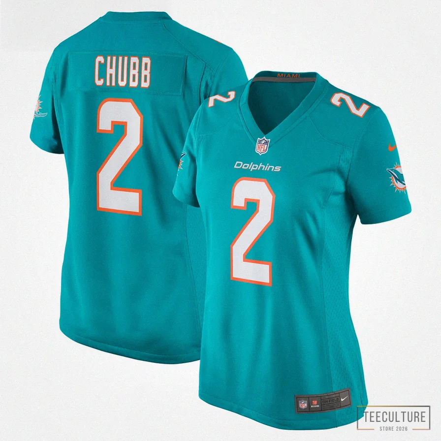 Teeculture - Custom Name Jersey - Women'S Miami Dolphins Bradley Chubb Aqua Game Player Jersey