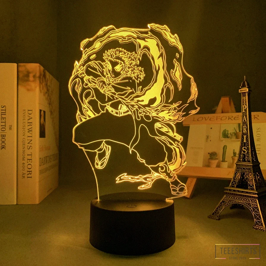 Teeeshirts - Featured Product - Anime 3D Light Demon Slayer Kyojuro Rengoku For Bedroom Decor Night Light Room Decor Gift Manga Led Lamp Kimetsu No Yaiba Alx
