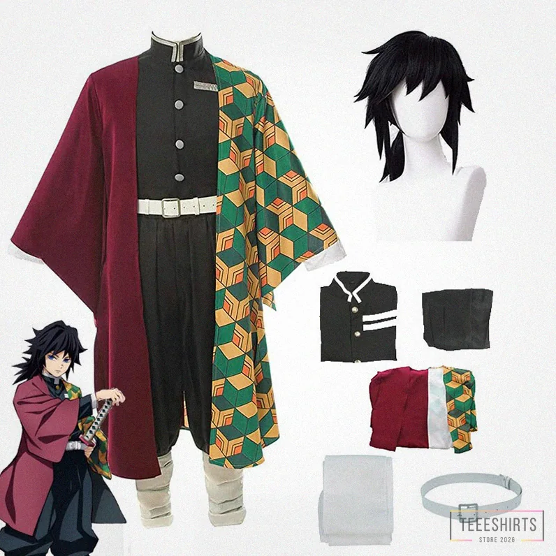 Teeeshirts - Featured Product - Anime Demon Slayer Kimetsu No Yaiba Tomioka Giyuu Cosplay Costume Suit Uniforms Costumes Wig Child Adult Party Alx
