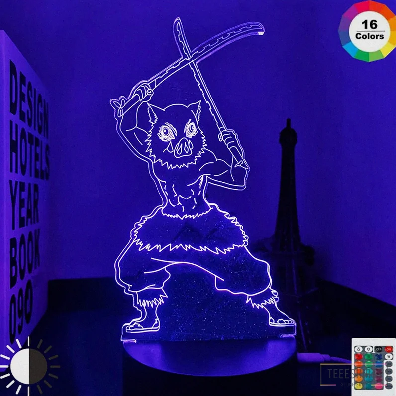Teeeshirts - Featured Product - 3D Led Night Light Anime Demon Slayer Kimetsu No Yaiba For Bedroom Decor Light Manga Birthday Gift Inosuke Hashibira Led 3D Lamp Alx