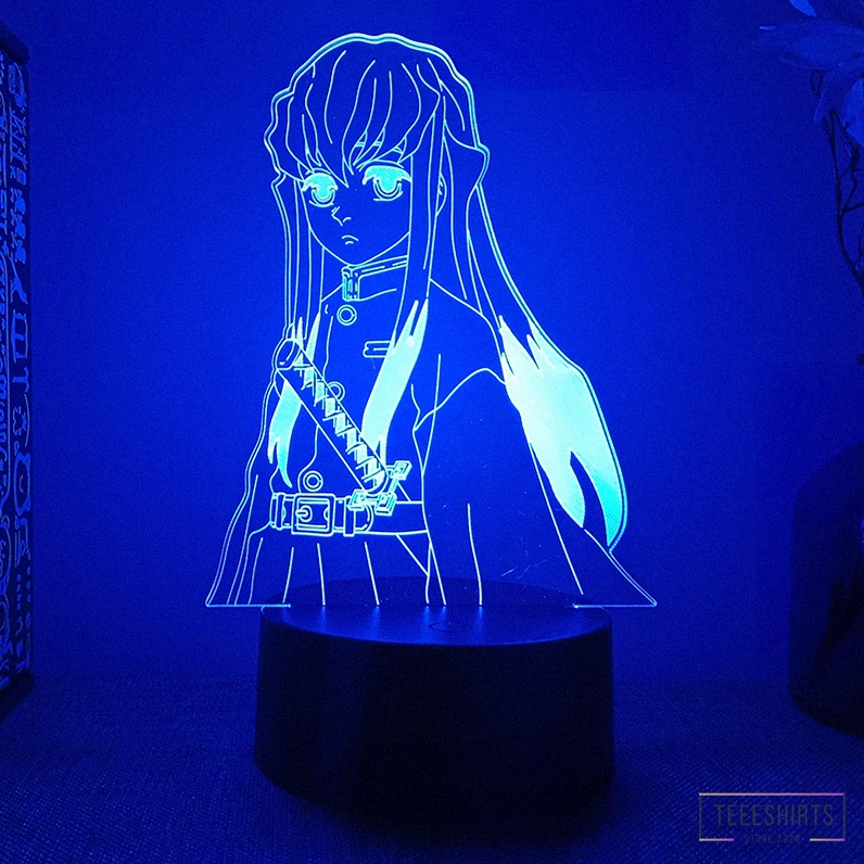 Teeeshirts - Featured Product - Demon Slayer Kimetsu No Yaiba Tokitou Muichirou Anime Figure 3D Led Night Light For Bedroom Lava Lamp Manga Room Decor Alx