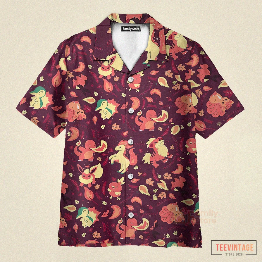 Teevintage - Printed Hoodie - Fire Pokemon Pattern Hawaiian Shirt Primethreads Shirtcrafters Dailyteestyle Wearshirts Freshshirt Modernteehub Teefashion Swiftshirts Athletetees Shirtstylecentral Hoodieszone Teetrendzhub