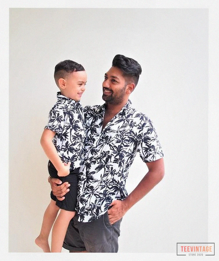 Teevintage - Printed T - Shirt - Father And Son Matching Shirts - Hawaiian - Father And Son Outfit - Hawaiian Shirts - Dad And Son Shirts - Matching Outfits - Gift For Him