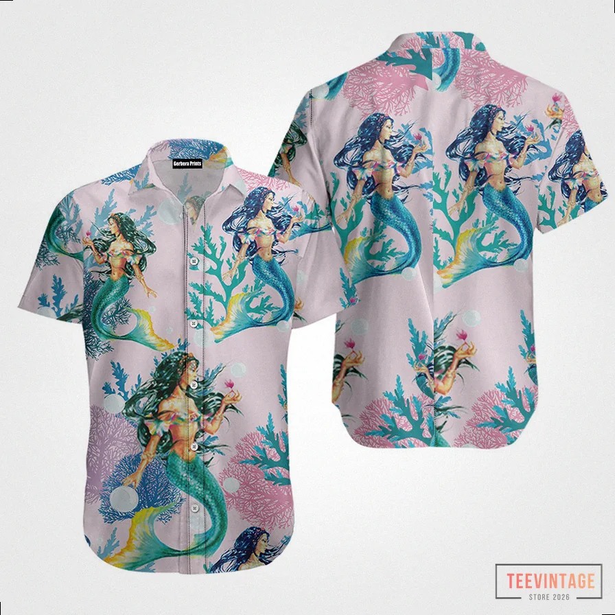 Teevintage - Graphic Tee - Mermaid Hangout Together Hawaiian Shirt