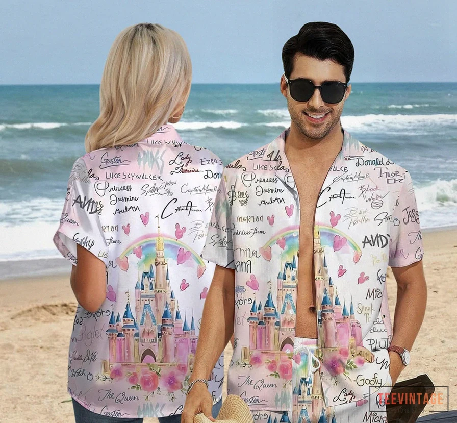 Teevintage - Graphic Tee - Disney Magic Kingdom Hawaiian Shirt - Disney World Hawaiian Shirt - Happiest Place On Earth Shirt - Disney Hawaiian Shirt Coquette Hawaii Shirt