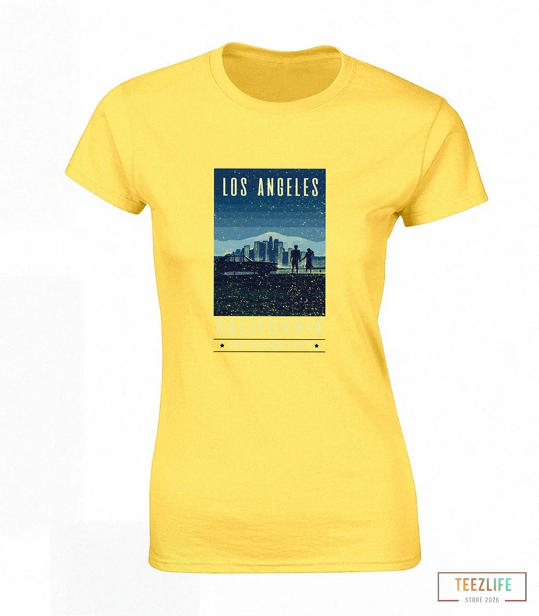 Teezlife - Graphic Tee - La The Dream City Ladies T Shirt Los Angeles Beach Casual Summer Holiday Top