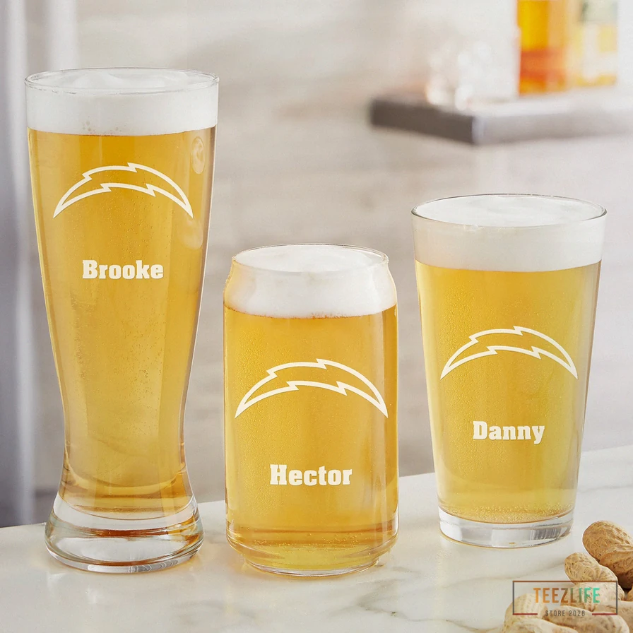 Teezlife - Featured Product - Nfl Los Angeles Chargers Personalized Beer Glass