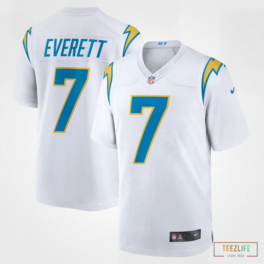 Teezlife - Custom Name Jersey - Men'S Los Angeles Chargers Gerald Everett White Game Player Jersey