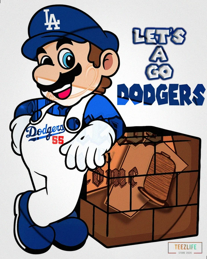 Teezlife - Graphic Tee - Dodgers Super Mario Png - Super Mario - Super Mario Dodgers - Los Angeles Super Mario - Super Mario Shirt