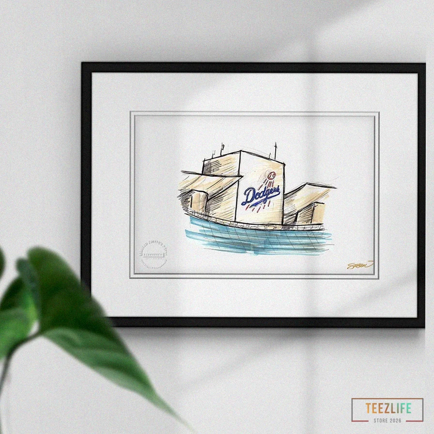 Teezlife - Featured Product - Dodger Stadium Ink Sketch (Top Deck) Limited Edition Fine Art Print