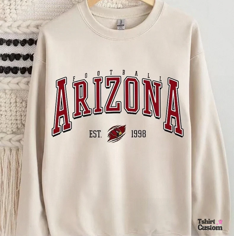 Tshirtcustom - Fleece Sweatshirt - Arizona Football Sweatshirt - Vintage Style Arizona Football Crewneck - Football Sweatshirt - Arizona Cardinals Sweatshirt - Football Fan Gifts