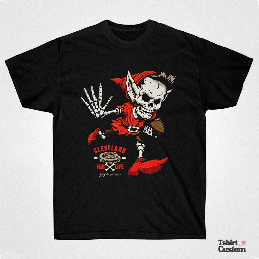 Tshirtcustom - Printed T - Shirt - Cleveland Football For Life Brown T Shirt Cleveland Football Gift Shirt Cleveland Browns Shirt Cleveland Browns T Shirt For And