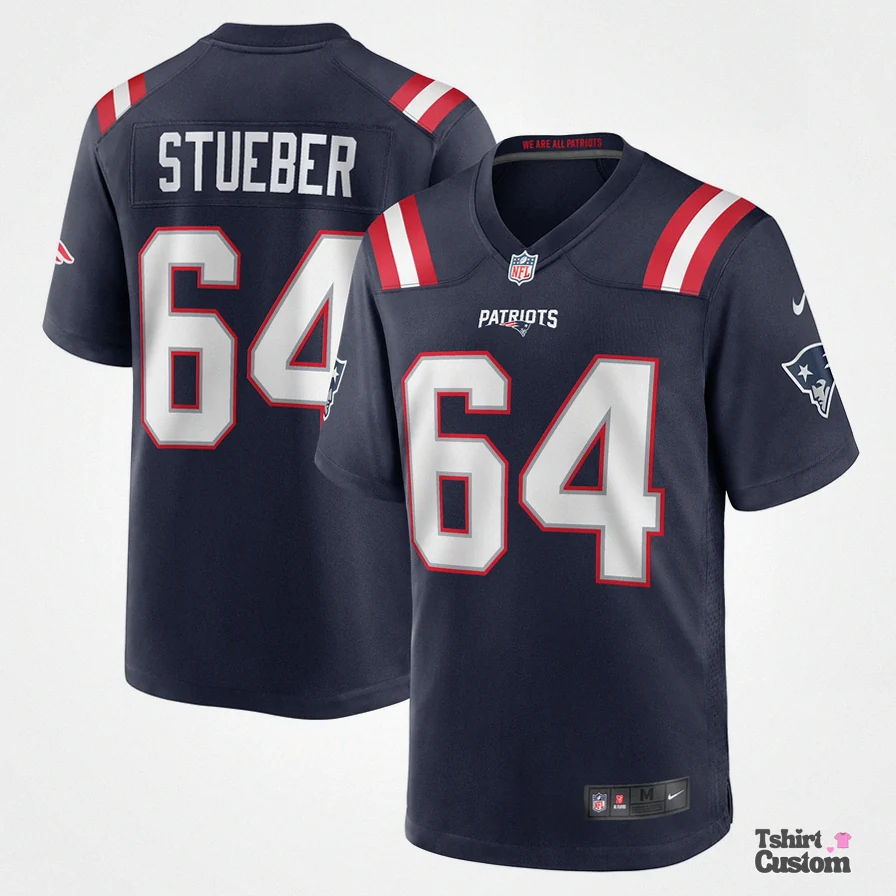 Tshirtcustom - Custom Name Jersey - Men'S New England Patriots Andrew Stueber Navy Game Player Jersey