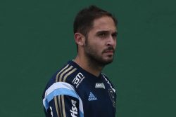 SÃO PAULO, SP - 27.04.2016: TREINO DO PALMEIRAS - O jogador Regis, da SE Palmeiras, durante treinamento, na Academia de Futebol, no bairro da Barra Funda. (Foto: Cesar Greco / Fotoarena)