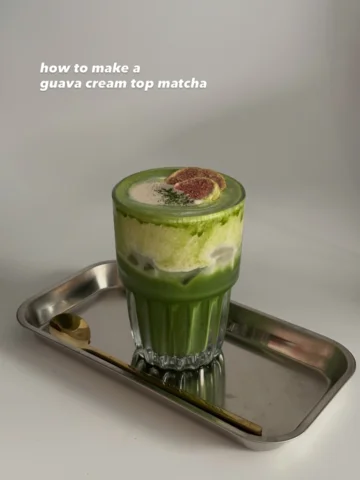 matcha with guava cream top ☁️