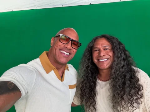 I wake up looking like Maui! Go catch @therock (as me) in #Moana2 #ad