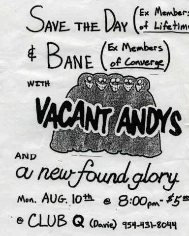 On this day in 1998, we played with Save(s) The Day, Bane, and Vacant Andys at C