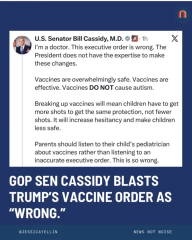 GOP Sen. Bill Cassidy of Louisiana, a doctor, is breaking with President Trump o