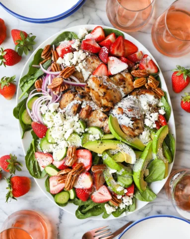 This strawberry spinach salad is simple, fresh, and so easy to make - perfect fo