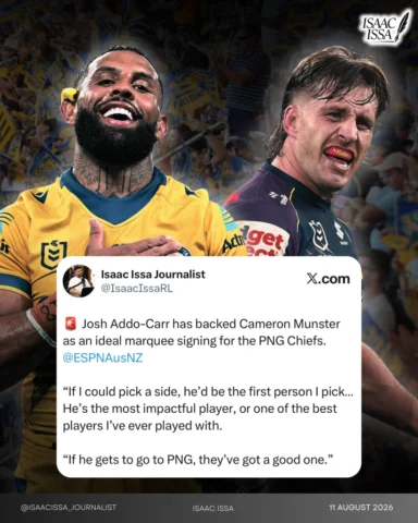 CHIEF CAM? ⚡️ 

Josh Addo-Carr has backed Cameron Munster as an ideal marquee si