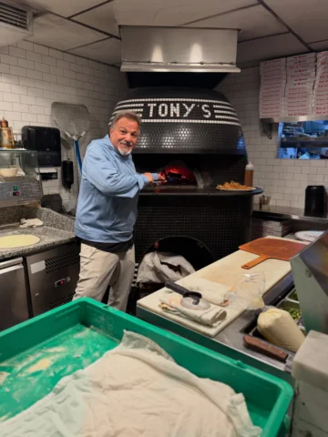 They put me to work !! Love it at Tony’s .  I’ve been waiting two years to get b