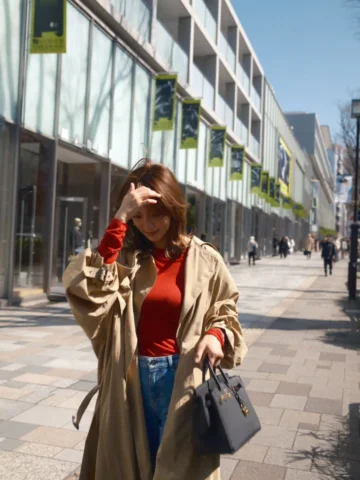赤が着たくなる日がくるなんて。
​#SpringOutfit
Trench: @thefrankieshop
Bag: @hermes
Inner: @inti