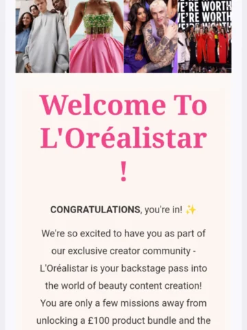 Excited to share I’ve been accepted into the L’Oréalistar community 💄✨ can’t wa