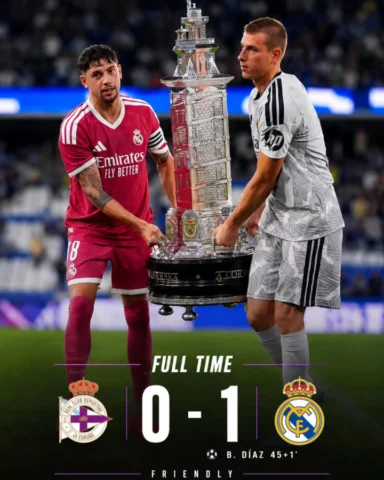 REAL MADRID BEAT DEPORTIVO 1-0 TO WIN THE TERESA HERRERA, FRIENDLY TROPHY. 🏆 

