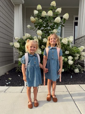 1st day of preschool and kindergarten for our baby girls 💕 can't believe how fa