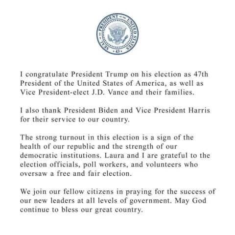 I congratulate President Trump on his election as 47th President of the United S