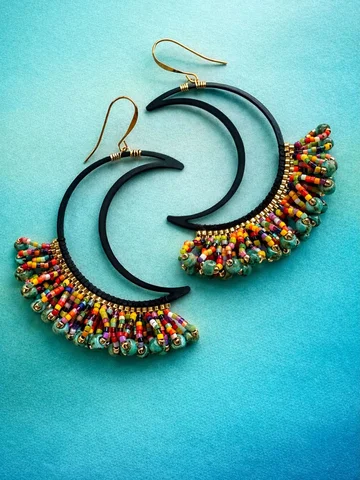 These colorful moons are available. Send me a DM if you’re interested 🥰 #beaded