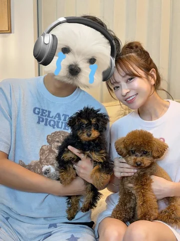ハートちゃん、寅さん、豆太郎と家族写真🫶🏻