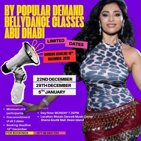 🌟Limited Dates🌟🌟

Bellydance classes in Abu Dhabi.. Limited date:
- 22nd Dece