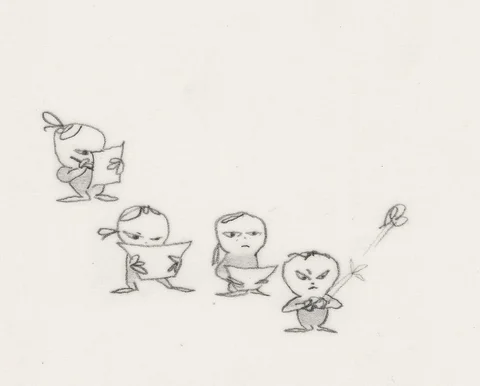 Many a drawing to the trash