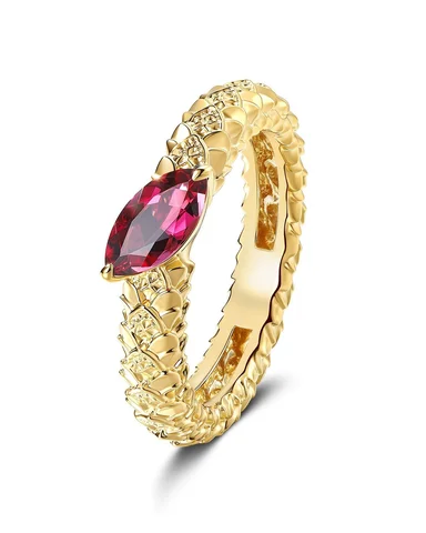 Custom Dragon Scale Ring - featuring a Marquise Cut Natural Rubellite Tourmaline