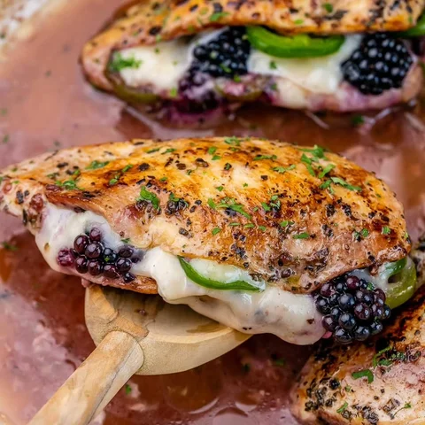 Melty Blackberry Jalapeno Stuffed Chicken 

Oh. MY. GOODNESS. Our new favorite c