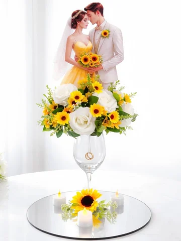 Centro de mesa con copa para bodas