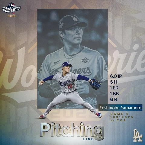 Six strong innings from Yoshinobu. #WorldSeries