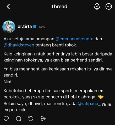 Silakan cek ig @emmanuelrendra @dhavidsteven dan @rafipace_ 
3 orng yg stop roko