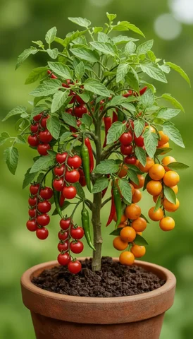 How to grow tomatoes orange and chili in one plant #viralreels #banana #reel #ga