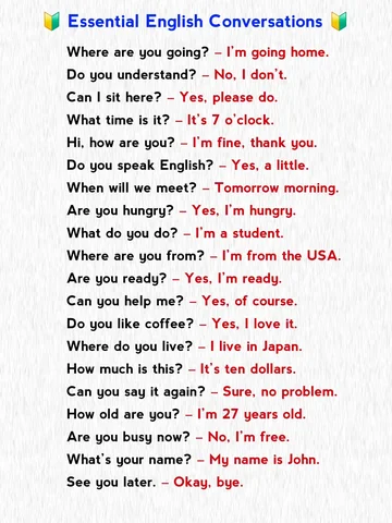 Essential English Conversations.
.
.
.
.
.

#english #englishspeaking #englishle