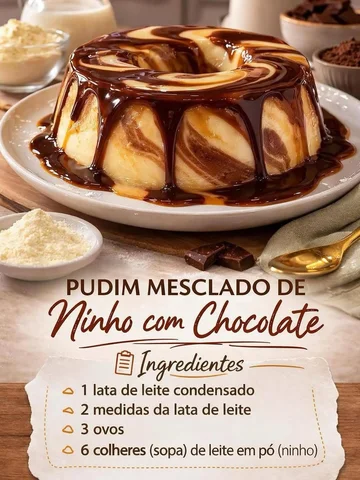🍮 pudim mesclado de ninho com chocolate
📝 ingredientes

✅1 lata de leite conde