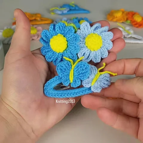 How to Cover a Snap Hair Clip? | How to Make a Knitted Butterfly and Flower Patt