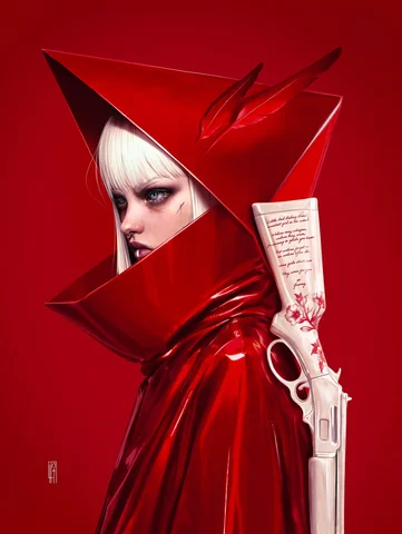 Little Red Riding Hood,
sweetest girl in the wood.
Wolves may whisper, wolves ma